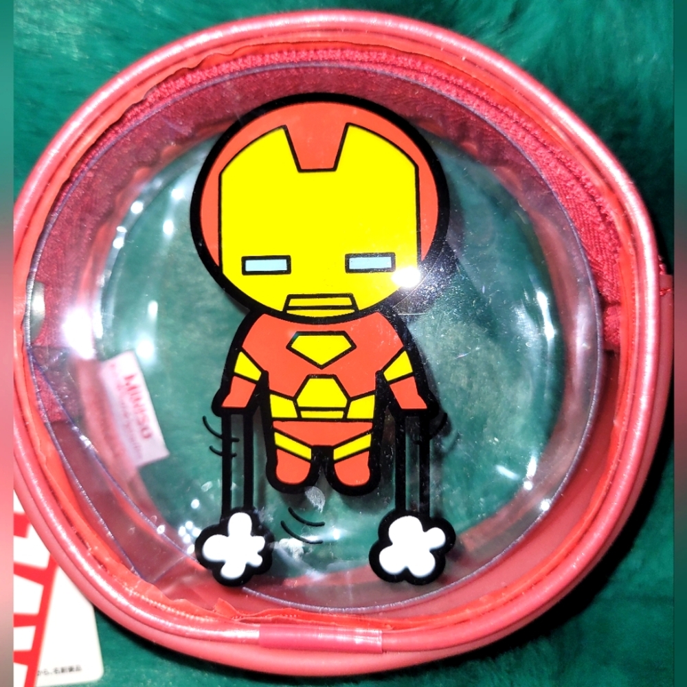 🆕️ Marvel Ironman Clear Vinyl Zippered Pouch Wrist Strap 4" Collectible